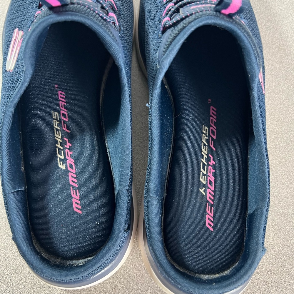 Skechers Summits Swift Step Women's Blue pink Mesh Slip-On Mules Size 7.5 - Picture 6 of 7